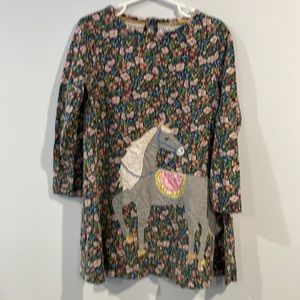 Mini Boden girls dress with horse appliqué Size 5-6